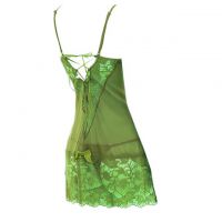 L0470 - Baju Tidur Lingerie Mini Dress Nightgown Gaun Pendek Hijau Transparan - 2