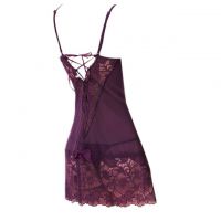 L0471 - Baju Tidur Lingerie Mini Dress Nightgown Gaun Pendek Ungu Transparan - 2