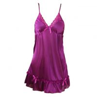 L0126 - Baju Tidur Lingerie Mini Dress Nightgown Gaun Pendek Ungu