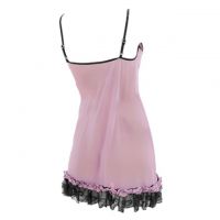 L0127 - Baju Tidur Lingerie Mini Dress Nightgown Gaun Pendek Asimetris Ungu Transparan - 2