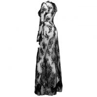 L0671 - Baju Tidur Lingerie Robe Kimono Dress Hitam Transparan Lengan Panjang - 2