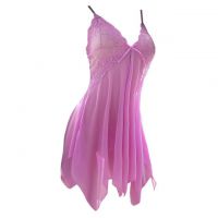 L0865 - Baju Tidur Lingerie Mini Dress Nightgown Gaun Pendek Pink Transparan