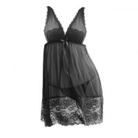L1000 - Baju Tidur Lingerie Mini Dress Nightgown Gaun Pendek Hitam Transparan