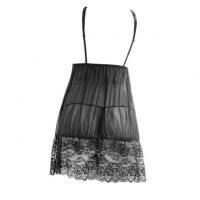 L1000 - Baju Tidur Lingerie Mini Dress Nightgown Gaun Pendek Hitam Transparan - 2