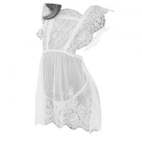 L1097 - Baju Tidur Lingerie Mini Dress Nightgown Gaun Pendek Putih Transparan