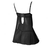 L1187 - Baju Tidur Lingerie Mini Dress Nightgown Gaun Pendek Hitam Transparan Bra Kawat - 2