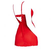 L1193 - Baju Tidur Lingerie Mini Dress Nightgown Gaun Pendek Merah Transparan Bra Kawat - 2