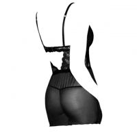 L1194 - Baju Tidur Lingerie Mini Dress Nightgown Gaun Pendek Hitam Transparan Bra Kawat - 2