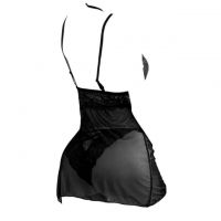 L1196 - Baju Tidur Lingerie Mini Dress Nightgown Gaun Pendek Hitam Transparan - 2