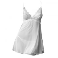 L1213 - Baju Tidur Lingerie Mini Dress Nightgown Gaun Pendek Tali Silang Putih Transparan