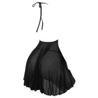 L1267 - Baju Tidur Lingerie Mini Dress Nightgown Gaun Pendek Halter Hitam Transparan - 2