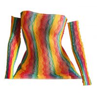 BS227 - Bodystocking Half Body Kemben Fishnet Pelangi Warna-Warni Transparan Manset Lengan Panjang
