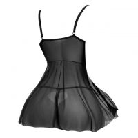 L1317 - Baju Tidur Lingerie Mini Dress Nightgown Gaun Pendek Hitam Transparan - 2