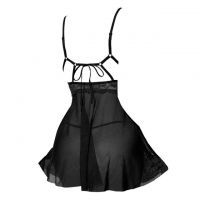 L1319 - Baju Tidur Lingerie Mini Dress Nightgown Gaun Pendek Hitam Transparan - 2