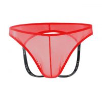 GP083 - Celana Dalam G-String Pria Merah Transparan Terbuka Belakang - 2