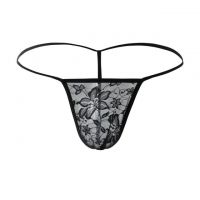 GP086 - Celana Dalam G-String Pria Hitam Transparan T-Back - 2