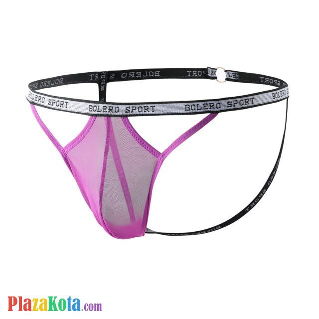 GP087 - Celana Dalam G-String Pria Ungu Transparan Terbuka Belakang
