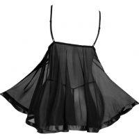 L1329 - Baju Tidur Lingerie Mini Dress Nightgown Gaun Pendek Hitam Transparan - 2
