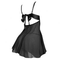 L1333 - Baju Tidur Lingerie Mini Dress Nightgown Gaun Pendek Hitam Transparan - 2